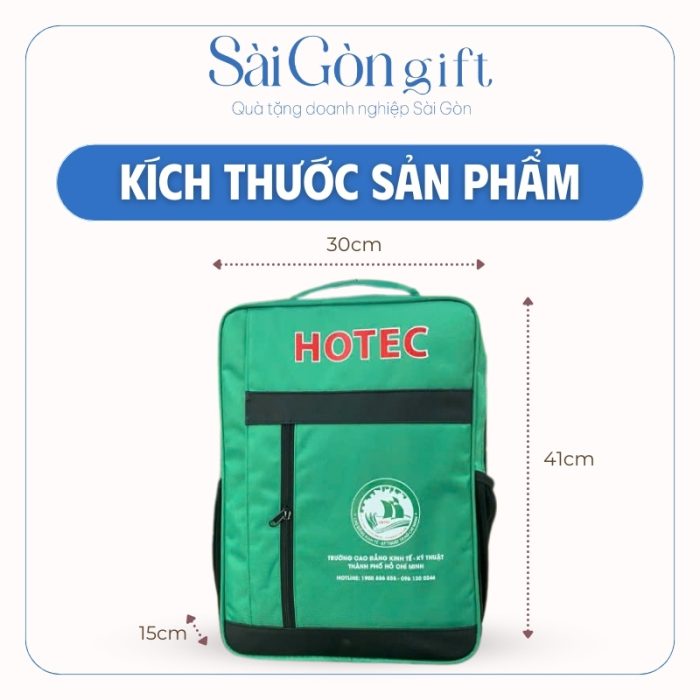 Kích thước chi tiết của balo quà tặng