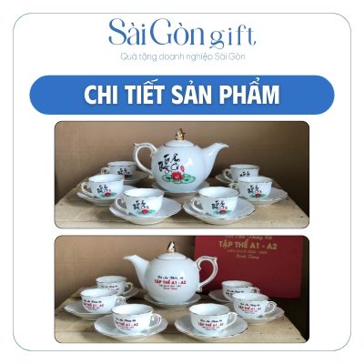 Bộ ấm trà sứ trắng tri ân thầy cô