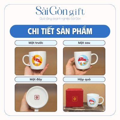 Cốc sứ trắng dáng lùn in logo quà tặng