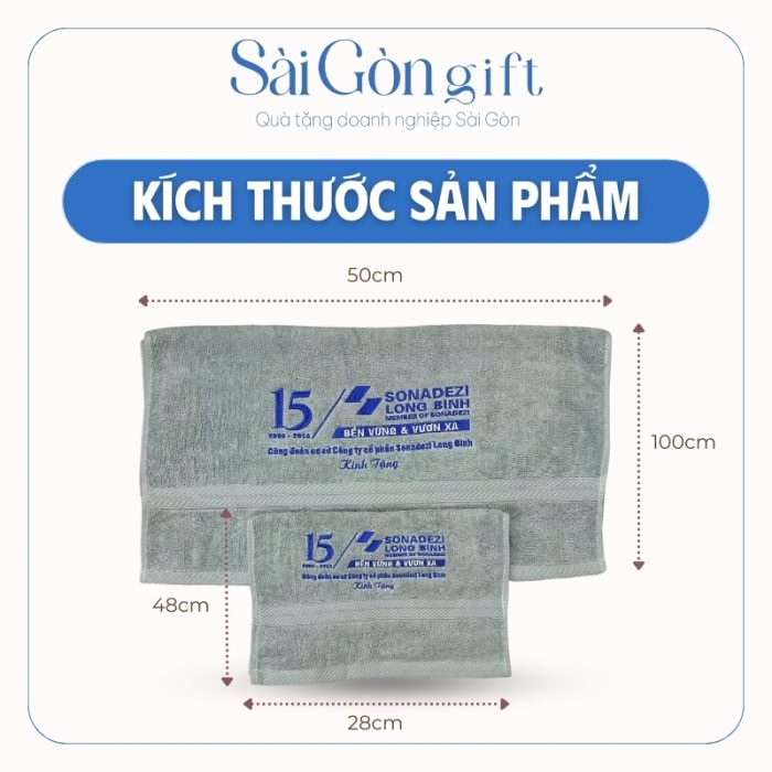 Kích thước chi tiết khăn tắm và khăn mặt thêu logo