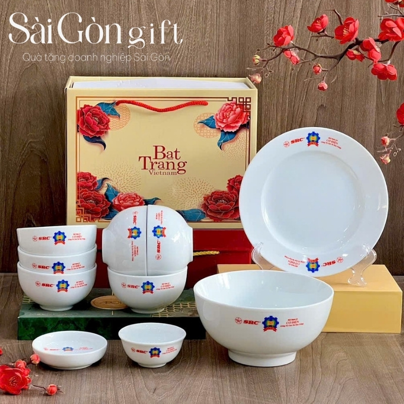 Bộ bát đĩa quà tặng in logo
