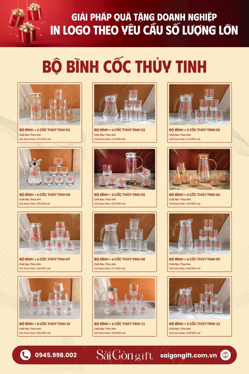Tham khảo các mẫu bình cốc thủy tinh bán chạy tại Sài Gòn Gift