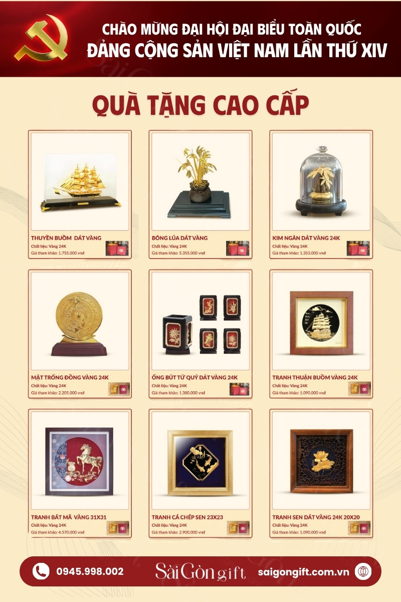 Quà tặng dát vàng đại hội Đảng