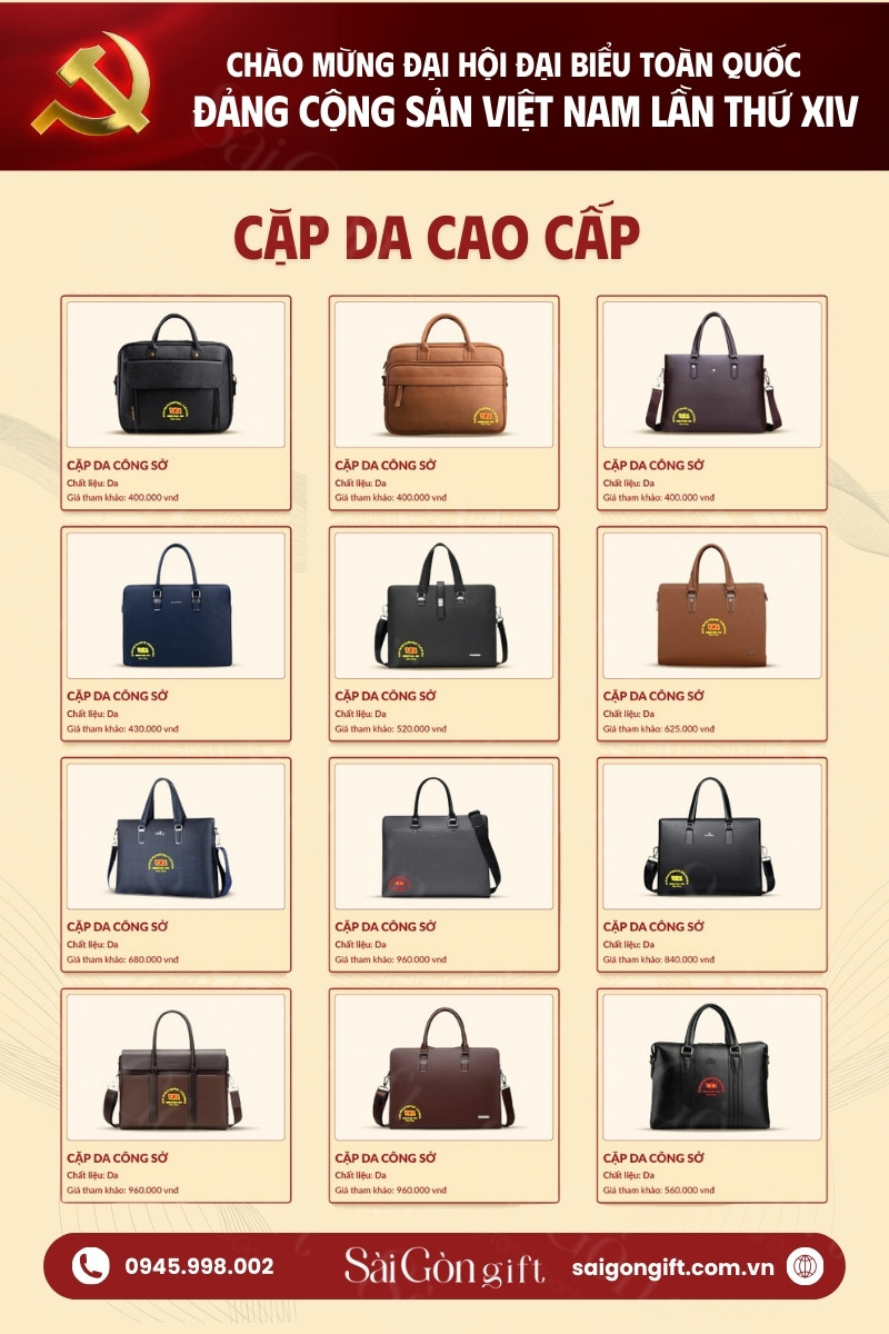 Cặp da quà tặng đại hội đảng