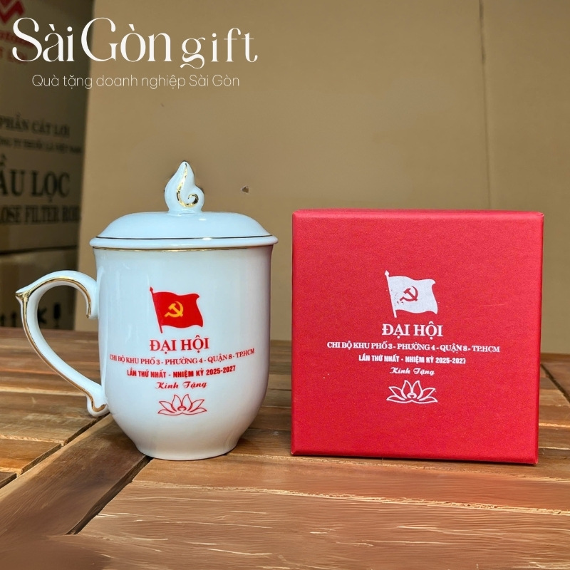 Cốc sứ in logo Đại hội Đảng