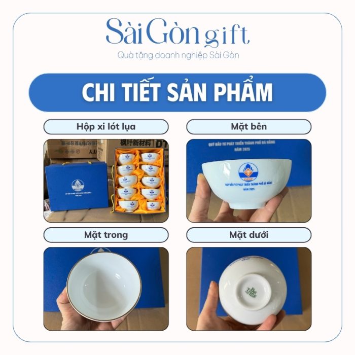 Chi tiết của bộ bát sứ kèm hộp quà