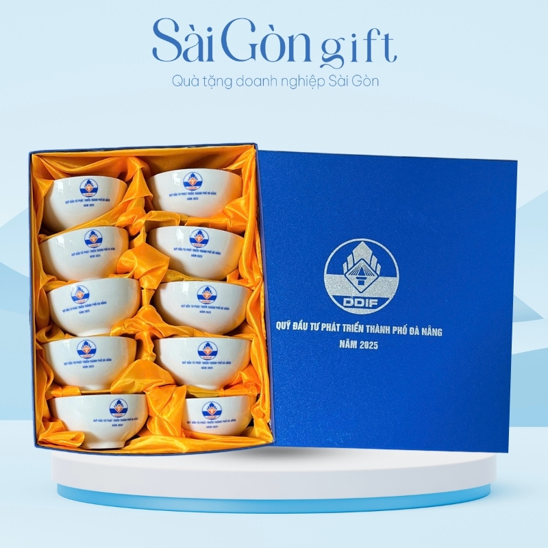 Bộ 10 Bát Sứ In Logo Quà Tặng Hội Nghị SG-BD05