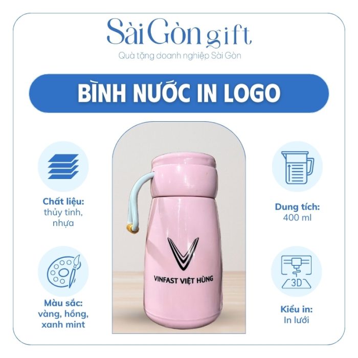 Đặc điểm bình nước thủy tinh in logo