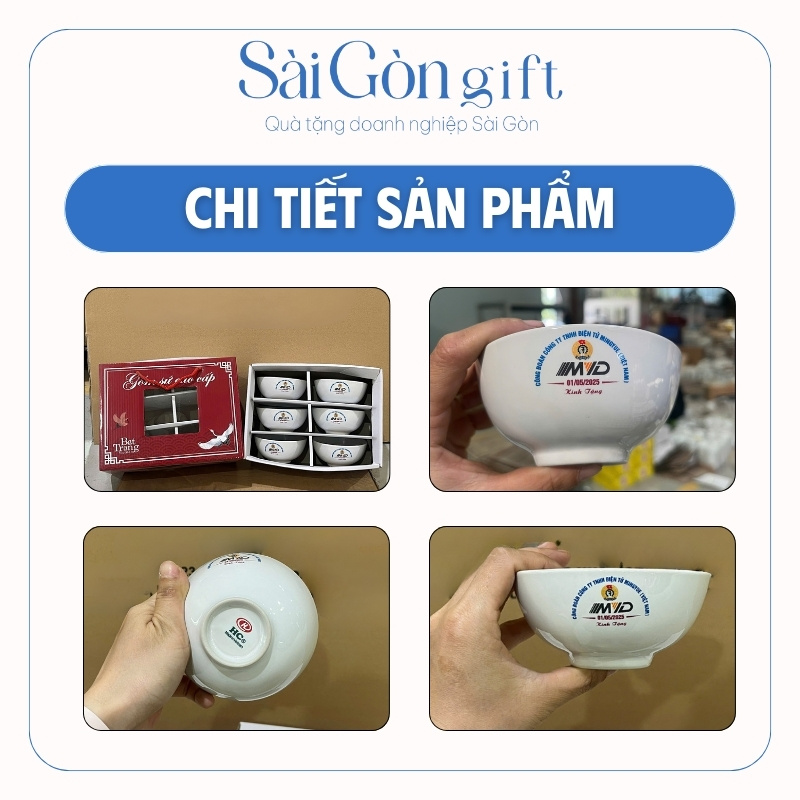 chi tiết Bộ 6 Bát Cơm In Logo Quà Tặng Đối Tác SG-BD08