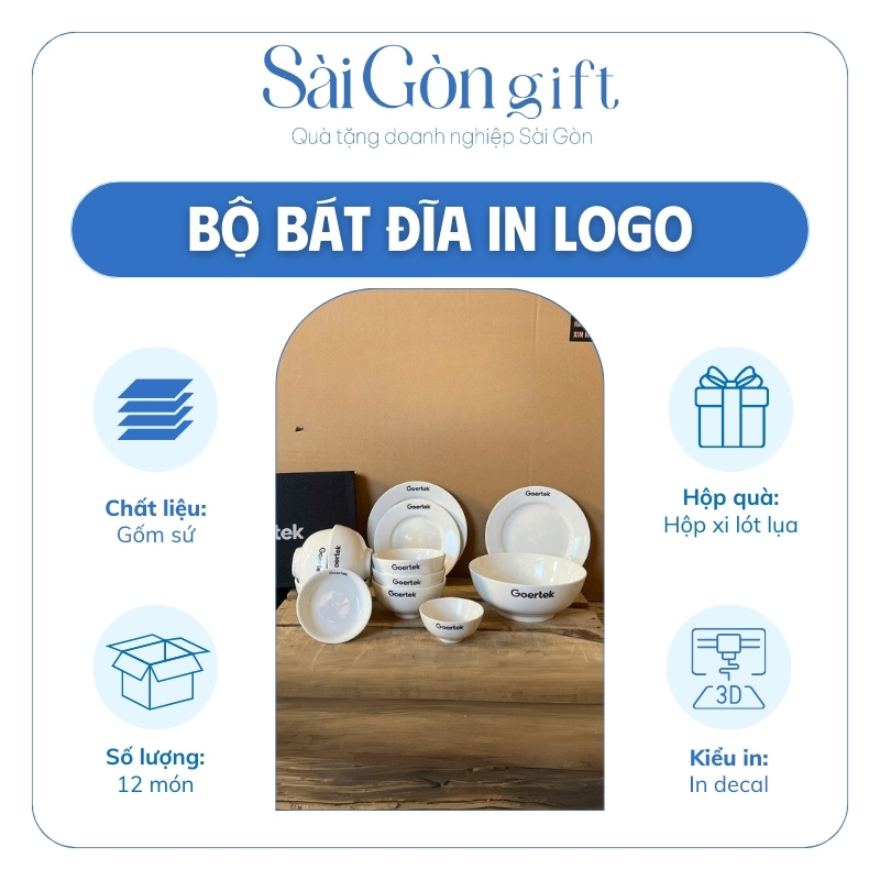 đặc điểm Bộ Bát Đĩa 12 Món In Logo Quà Tặng Đối Tác SG-BD10