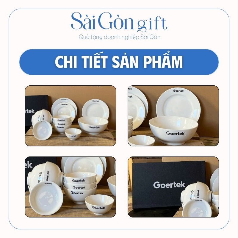 chi tiết Bộ Bát Đĩa 12 Món In Logo Quà Tặng Đối Tác SG-BD10