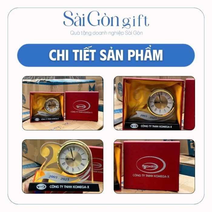 chi tiết Đồng Hồ Để Bàn Pha Lê Quà Tặng Kỷ Niệm Thành Lập SG-DH03