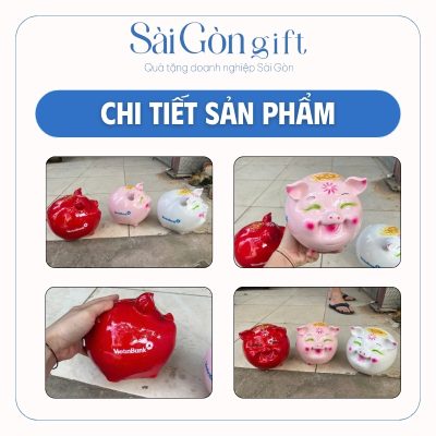 chi tiết Heo Đất Vẽ Đồng Xu In Logo Quà Tặng Ngân Hàng SG-HD03
