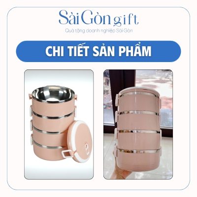 chi tiết Hộp Cơm Giữ Nhiệt 4 Tầng In Logo Quà Tặng Khách Hàng SG-HC05