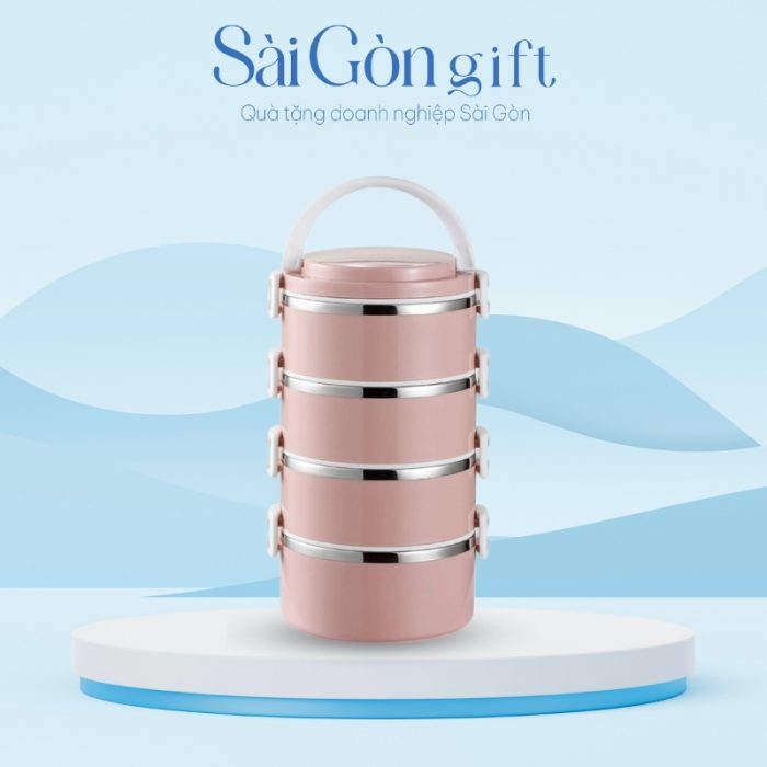 Hộp Cơm Giữ Nhiệt 4 Tầng In Logo Quà Tặng Khách Hàng SG-HC05