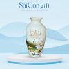 Lọ Hoa Cổ Rụt Hoa Sen Kẻ Miệng Vàng In Logo Quà Đại Hội SG-LH09