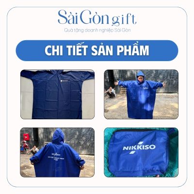 Mặt trước và măt sau áo mưa kèm túi đựng tiện lợi