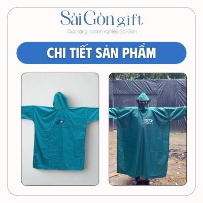 Mặt trước và mặt sau áo mưa in logo