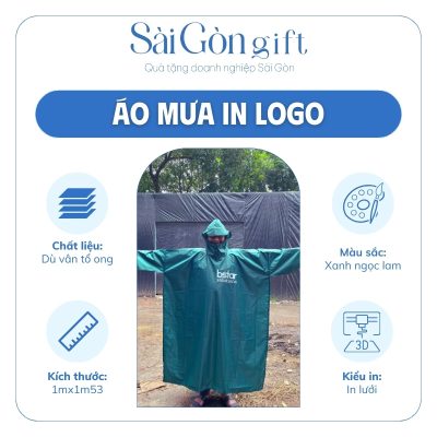 Các thông số áo mưa in logo quà tặng