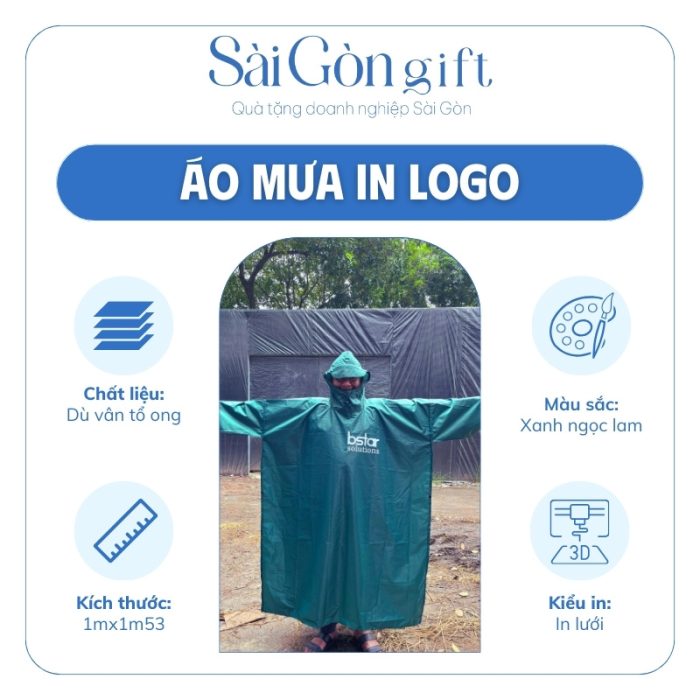 Các thông số áo mưa in logo quà tặng