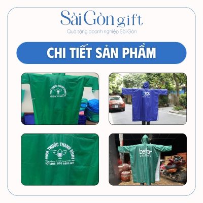 Các màu áo mưa và logo in lưới trên áo