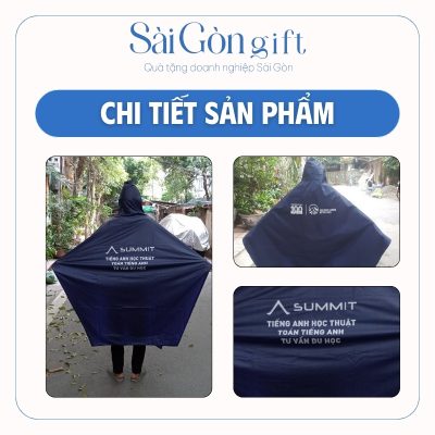 Chi tiết logo in trên bề mặt áo mưa