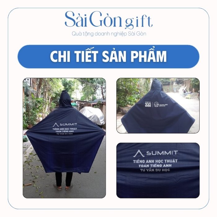 Chi tiết logo in trên bề mặt áo mưa