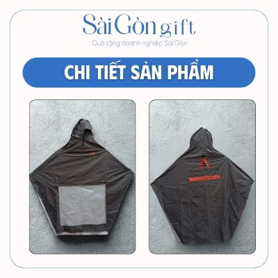Mặt trước và mặt sau áo mưa cánh dơi màu xám đen