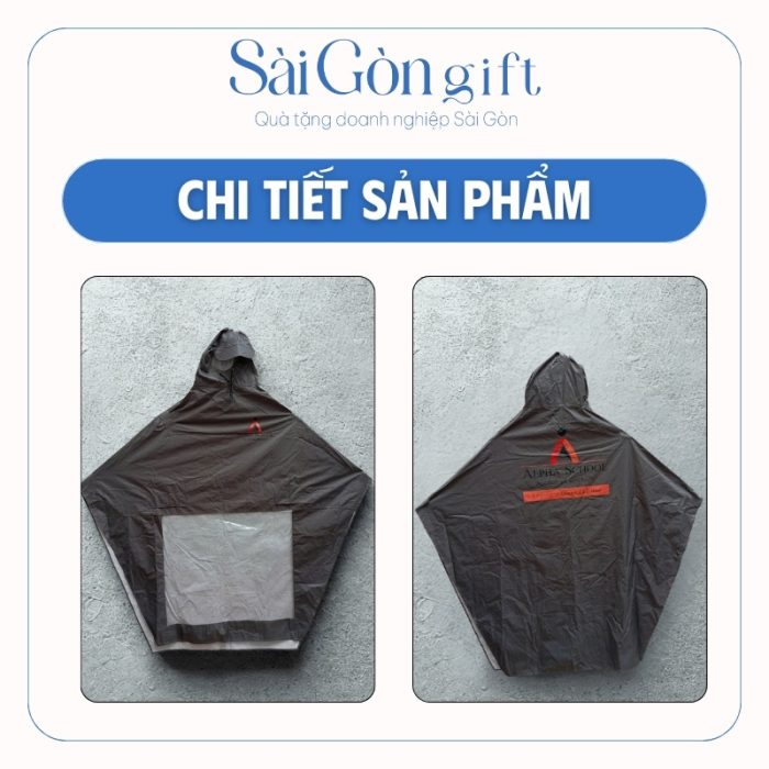 Mặt trước và mặt sau áo mưa cánh dơi màu xám đen