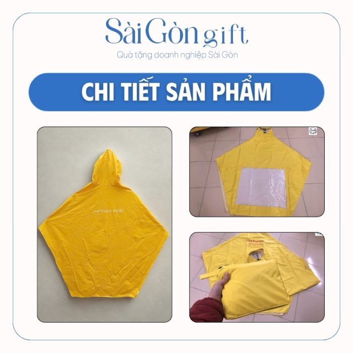 Chi tiết hình dáng áo mưa kèm túi đựng tiện lợi