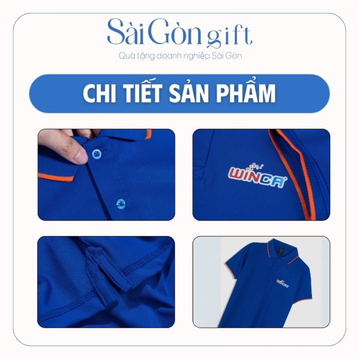 chi tiết Áo Thun Cotton Cổ Bẻ In Logo Quà Tặng Khách Hàng SG-A03