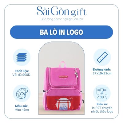 Đặc điểm của ba lô bé gái in logo