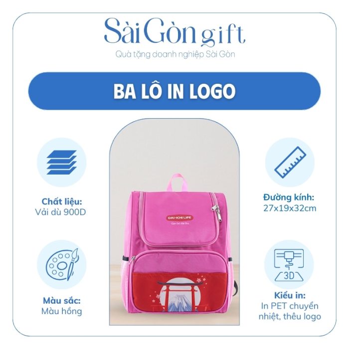 Đặc điểm của ba lô bé gái in logo