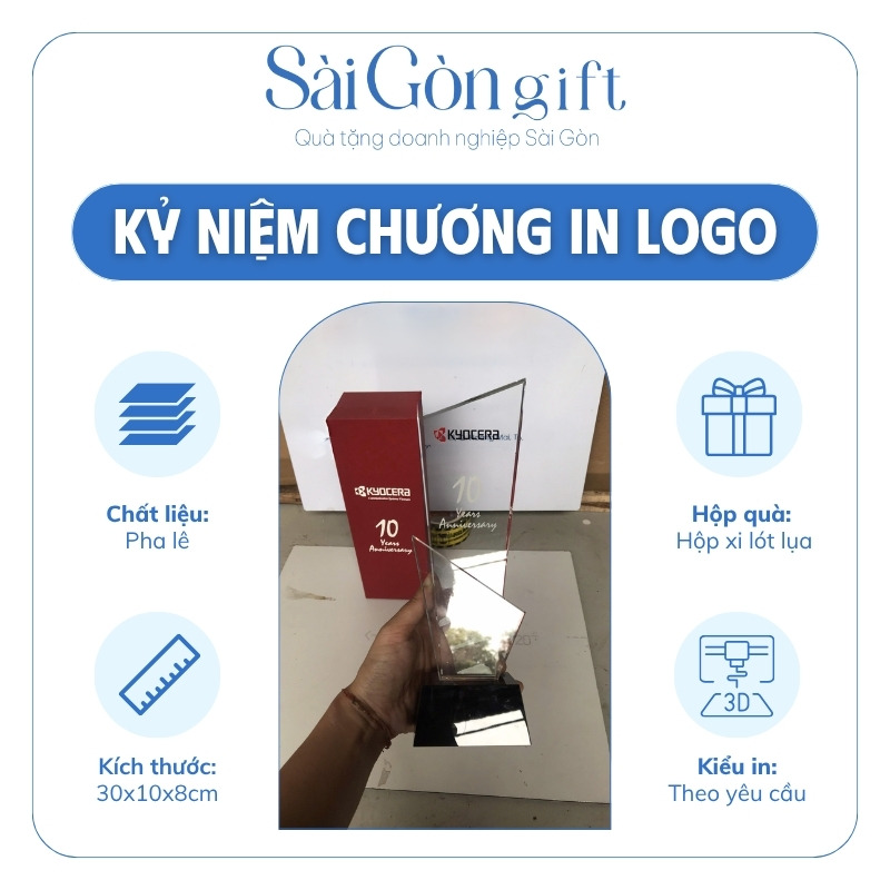 Biểu Trưng Pha Lê In Logo Quà Tặng Kỷ Niệm Thành Lập SG-KNC03