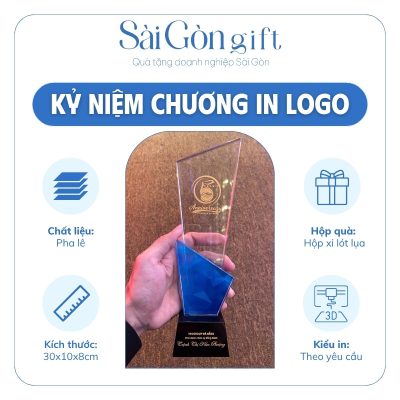 Biểu Trưng Pha Lê Vinh Danh Nhân Sự In Logo Quà Tặng Kỷ Niệm SG-KNC05