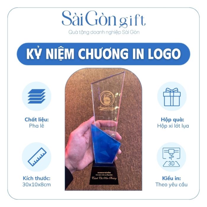 Biểu Trưng Pha Lê Vinh Danh Nhân Sự In Logo Quà Tặng Kỷ Niệm SG-KNC05