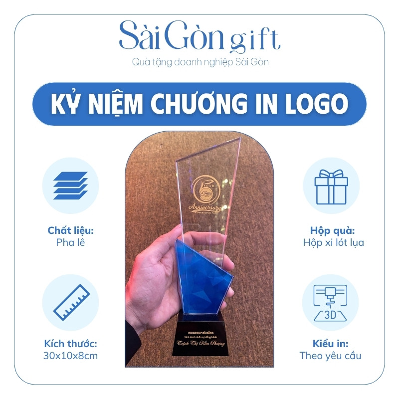 Biểu Trưng Pha Lê Vinh Danh Nhân Sự In Logo Quà Tặng Kỷ Niệm SG-KNC05