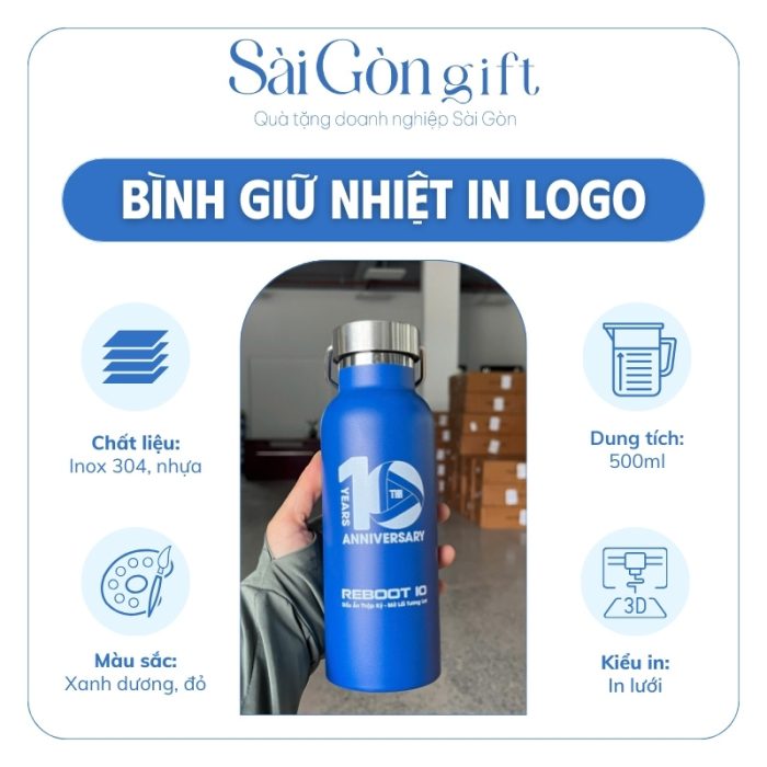 Thông tin chi tiết sản phẩm bình giữ nhiệt in logo