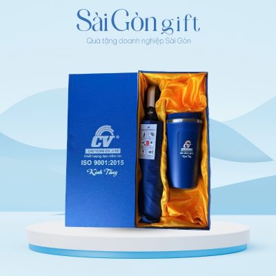 Bộ Giftset 2 Món Ly Giữ Nhiệt Và Dù In Logo Quà Tặng Đối Tác SG-GS12