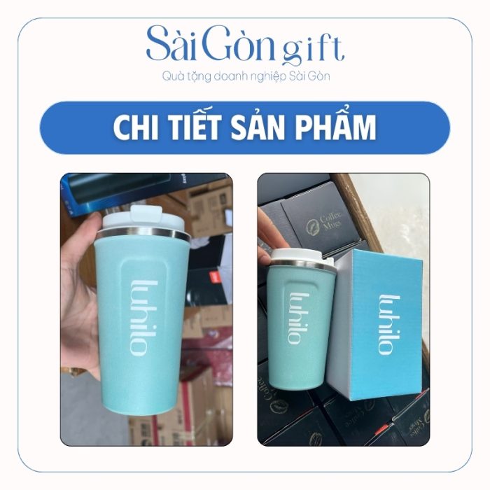 Hình ảnh logo in lưới sắc nét trên ly giữ nhiệt
