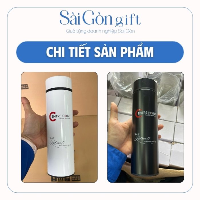 Các màu và logo in nổi bật trên bình giữ nhiệt