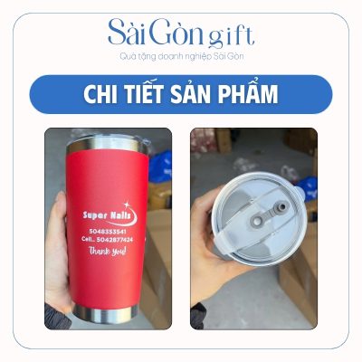 Chi tiết logo trên cốc giữ nhiệt