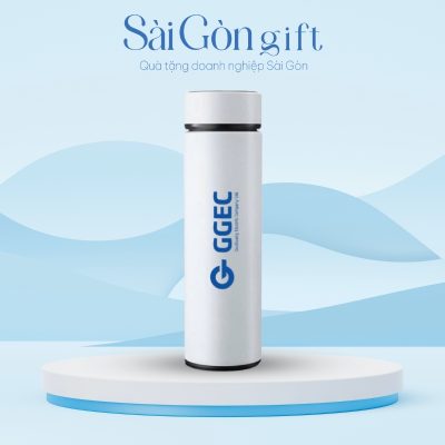 Bình Giữ Nhiệt Sơn Bóng Màu Trắng In Logo Quà Tặng Nhân Viên SG-BGN21