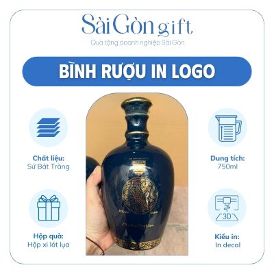 Thông tin cụ thể bình rượu Bát Tràng in logo