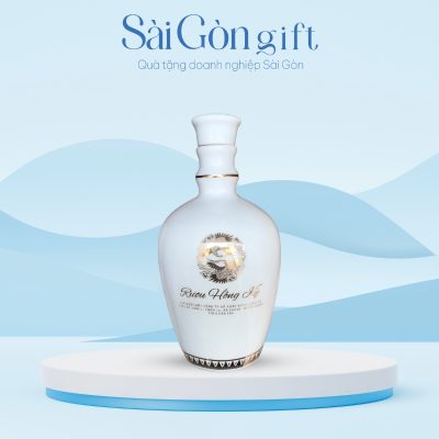 Bình Rượu Bát Tràng Dáng Trứng Cổ Cao In Logo Quà Tặng Khách Hàng SG-CR06