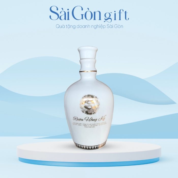 Bình Rượu Bát Tràng Dáng Trứng Cổ Cao In Logo Quà Tặng Khách Hàng SG-CR06