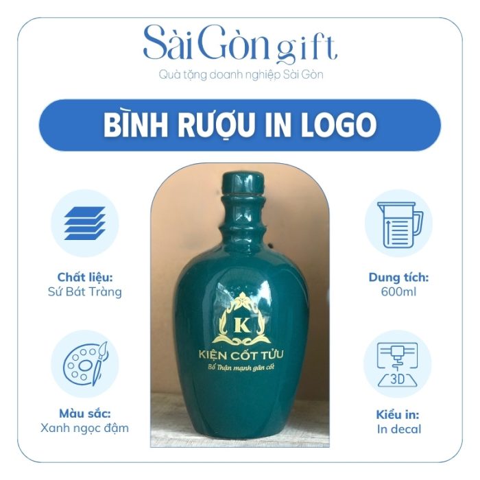 Đặc điểm bình rượu dung tích 600ml in logo