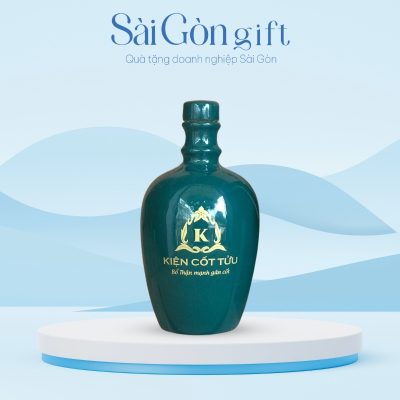 Bình Rượu Bát Tràng Dáng Trứng Cổ Cao In Logo Quà Tặng Nhân Viên SG-CR04