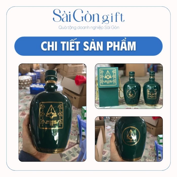 Chi tiết bình rượu bát tràng in logo thương hiệu