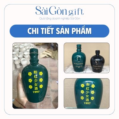 Chi tiết bình rượu bát tràng in logo thương hiệu